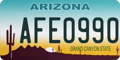 AZ license plate AFE0990