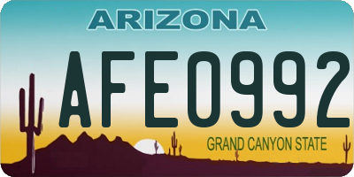 AZ license plate AFE0992