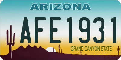 AZ license plate AFE1931