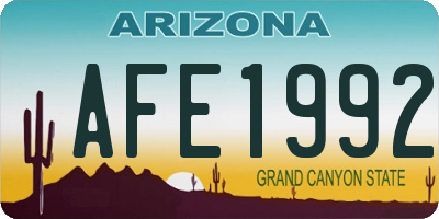 AZ license plate AFE1992