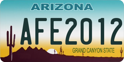 AZ license plate AFE2012