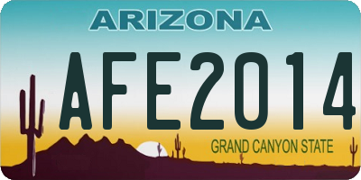 AZ license plate AFE2014