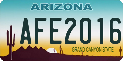 AZ license plate AFE2016