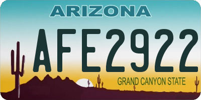 AZ license plate AFE2922