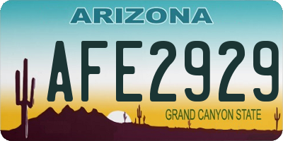 AZ license plate AFE2929