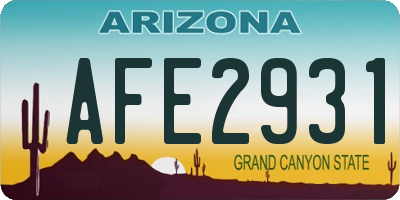 AZ license plate AFE2931