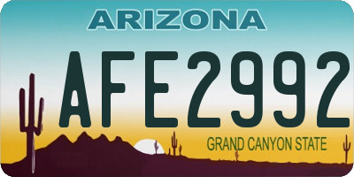 AZ license plate AFE2992