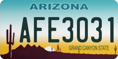 AZ license plate AFE3031