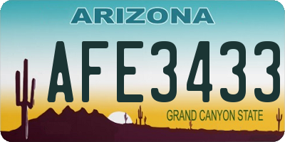 AZ license plate AFE3433