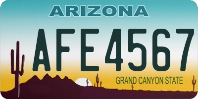 AZ license plate AFE4567