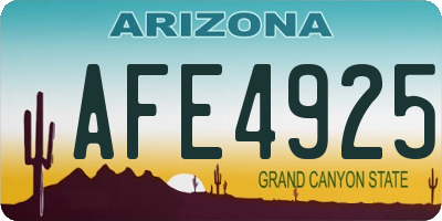 AZ license plate AFE4925