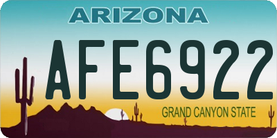 AZ license plate AFE6922