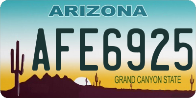 AZ license plate AFE6925