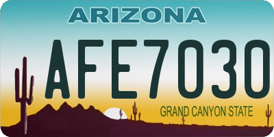 AZ license plate AFE7030