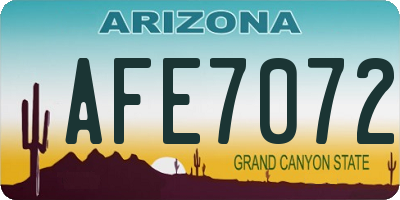 AZ license plate AFE7072