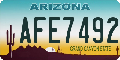 AZ license plate AFE7492