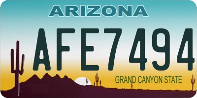 AZ license plate AFE7494