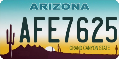 AZ license plate AFE7625