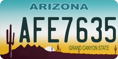 AZ license plate AFE7635