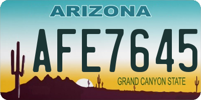 AZ license plate AFE7645