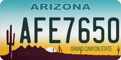 AZ license plate AFE7650