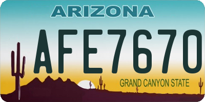 AZ license plate AFE7670