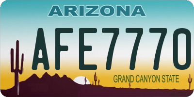 AZ license plate AFE7770