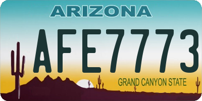 AZ license plate AFE7773