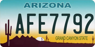 AZ license plate AFE7792