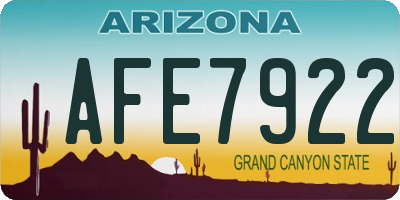 AZ license plate AFE7922