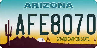 AZ license plate AFE8070