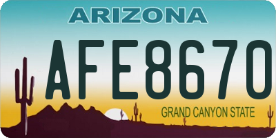 AZ license plate AFE8670