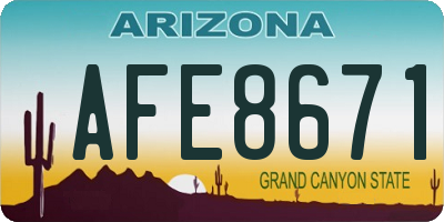 AZ license plate AFE8671