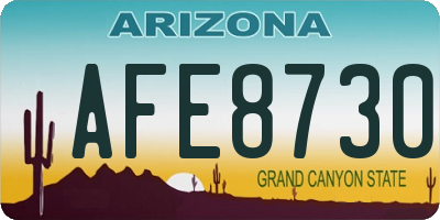 AZ license plate AFE8730