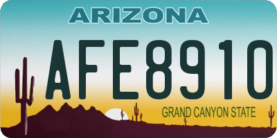 AZ license plate AFE8910