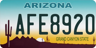 AZ license plate AFE8920