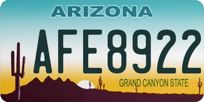 AZ license plate AFE8922