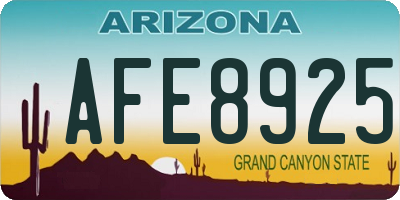 AZ license plate AFE8925