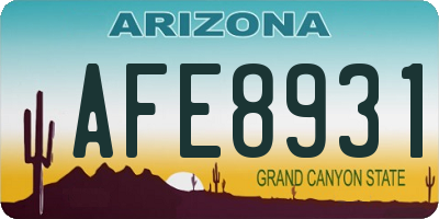AZ license plate AFE8931