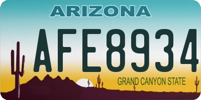 AZ license plate AFE8934