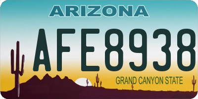 AZ license plate AFE8938