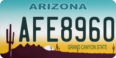 AZ license plate AFE8960