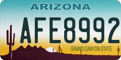 AZ license plate AFE8992