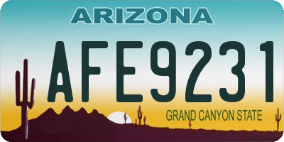 AZ license plate AFE9231