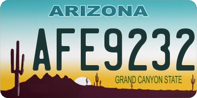 AZ license plate AFE9232