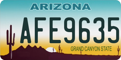 AZ license plate AFE9635