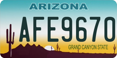AZ license plate AFE9670