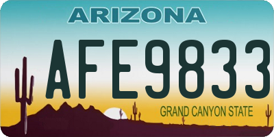 AZ license plate AFE9833