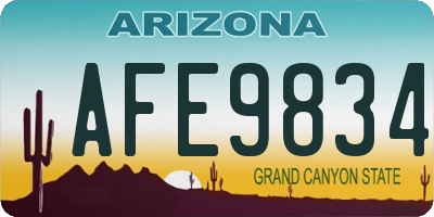 AZ license plate AFE9834
