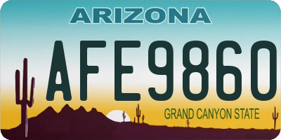 AZ license plate AFE9860
